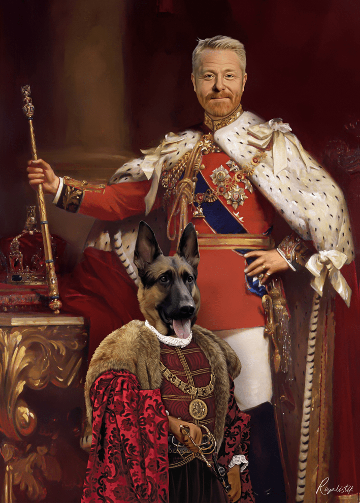 King and dog - Personlig Tavla – Royalistikprint