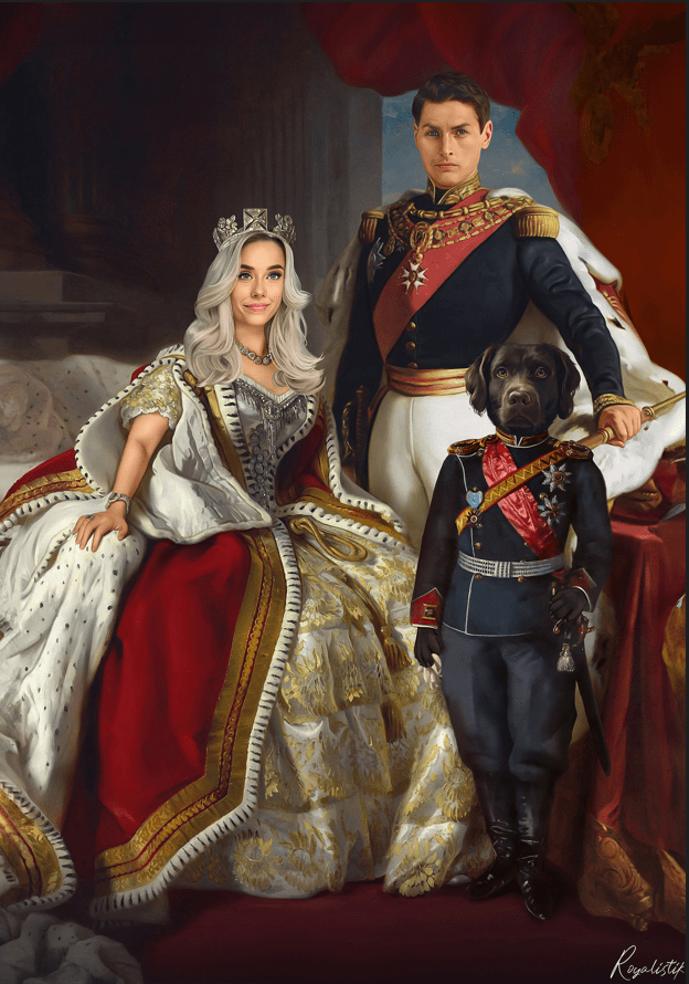 Royal couple + dog - Personlig Tavla - Royalistikprint