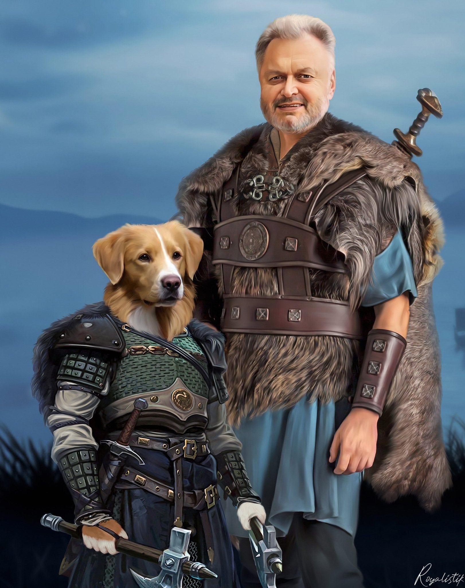 Viking and dog - Personlig Tavla - Royalistikprint