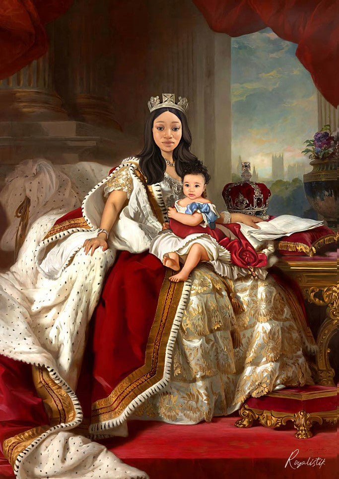 Queen and her baby - Personlig Tavla - Royalistikprint