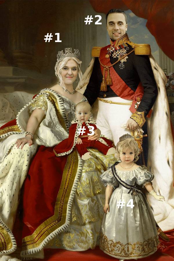 Royal Family: 3 Personer + Bebis/husdjur - Royalistikprint